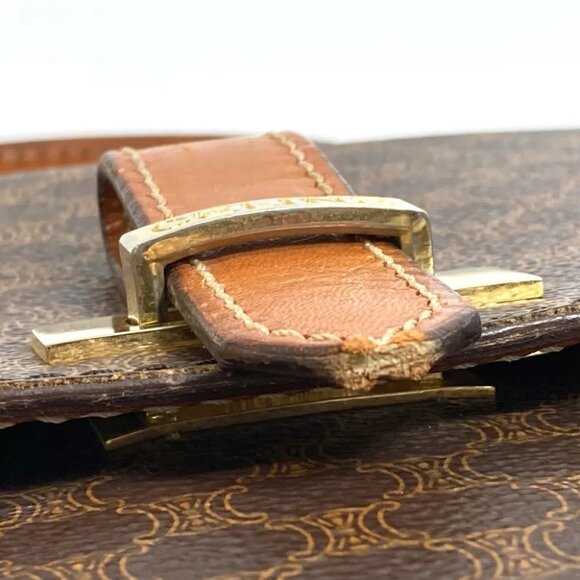 CELINE Macadam vintage Hand Bag document bag Business bag PVC/Leather Brown - Picture 9 of 14